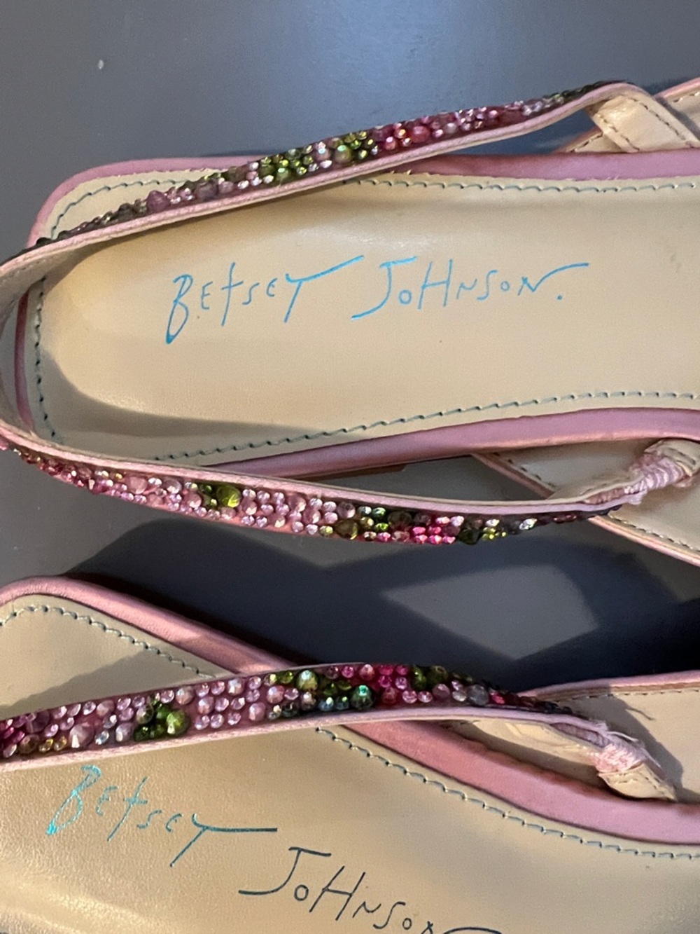 Betsey Johnson Pink Multicolor Beaded Pointed Slingback Flats - Picture 4 of 8